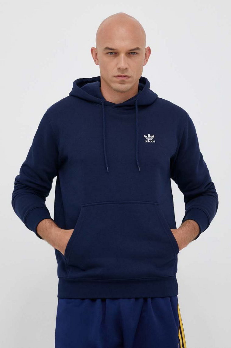 adidas Originals bluza Trefoil Essentials Hoodie męska kolor granatowy z kapturem z aplikacją IM4524