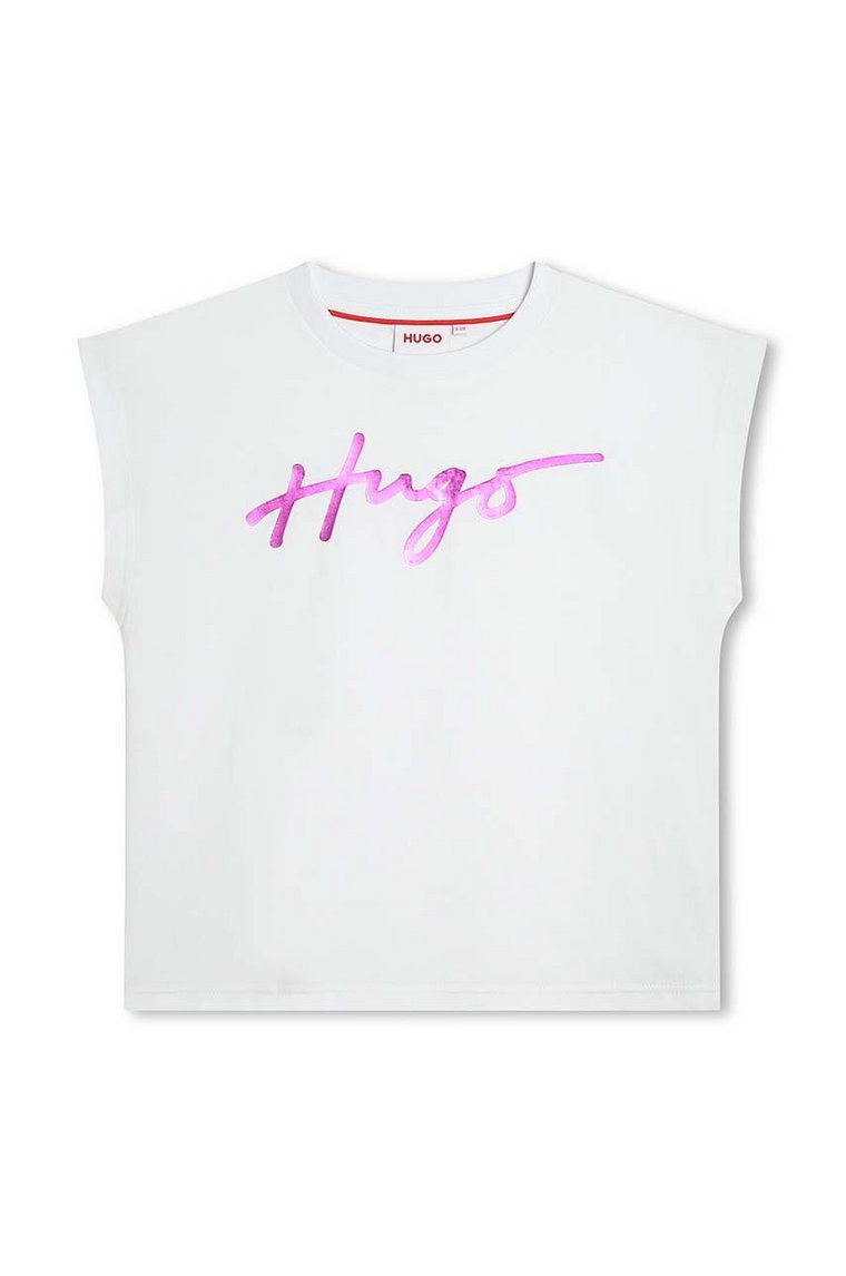 HUGO t-shirt bawełniany dziecięcy kolor biały