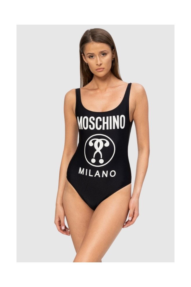 MOSCHINO Czarny strój kąpielowy z białym logo