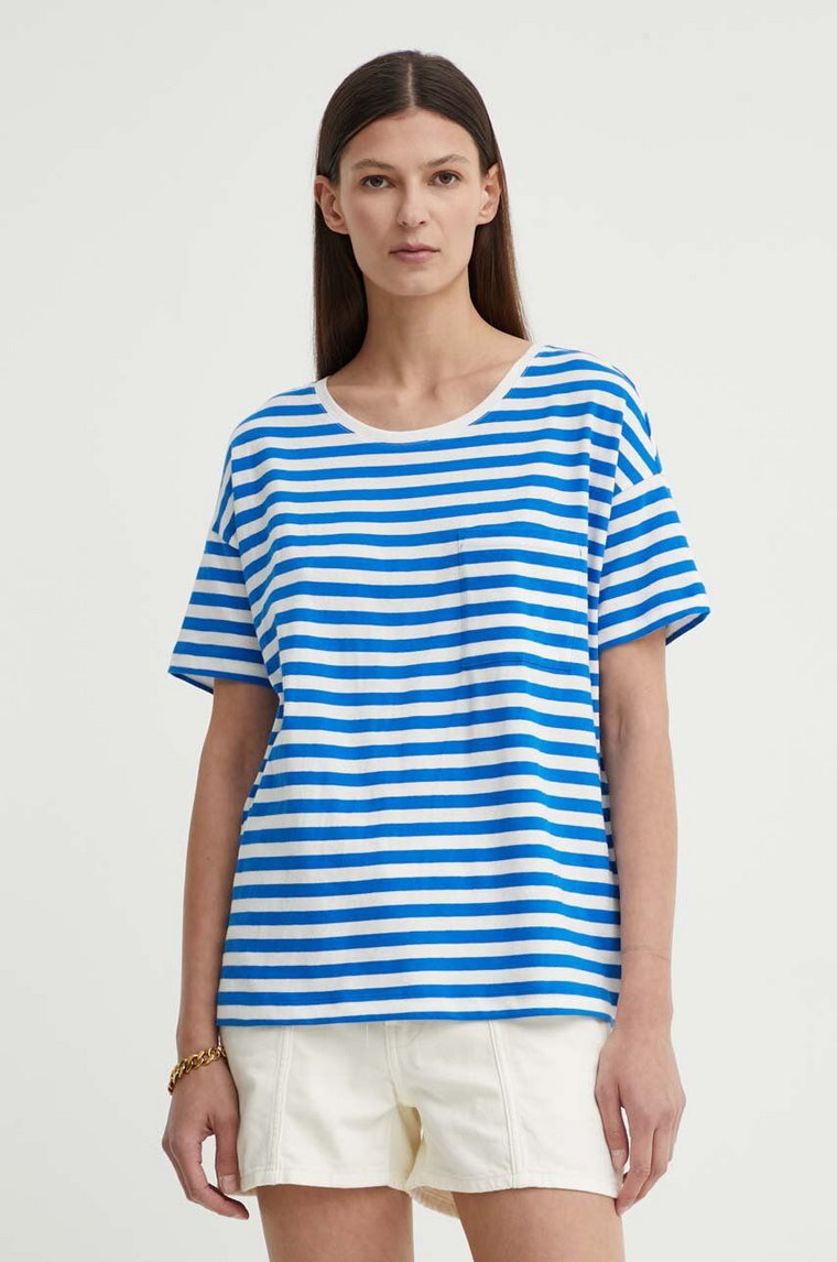 Marc O'Polo t-shirt bawełniany DENIM damski kolor niebieski 5000005152