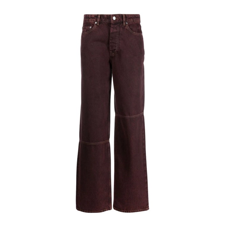 Bordeaux Overdyed Bleach Denim Jeans Ganni