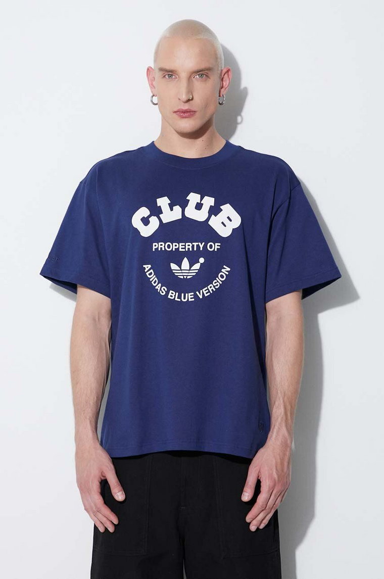 adidas Originals t-shirt bawełniany Club Tee IA2459 Blue Version kolor granatowy z nadrukiem IA2459-GRANATOWY