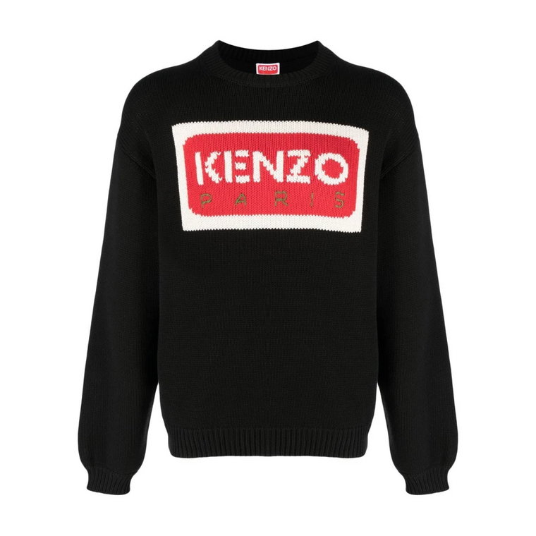 Czarny Sweter z Logo Intarsia Kenzo