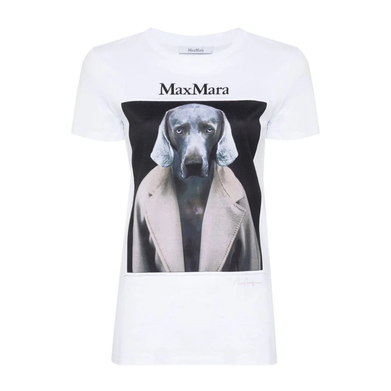 Bawełniane T-shirty z nadrukiem psa Max Mara