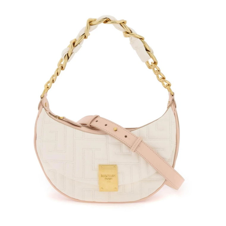 Miękka torba hobo z pikowaną skórą Balmain