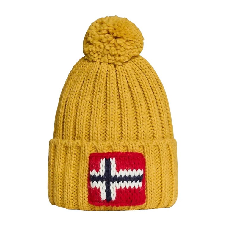 Ciemnożółte czapki z norweską flagą Napapijri