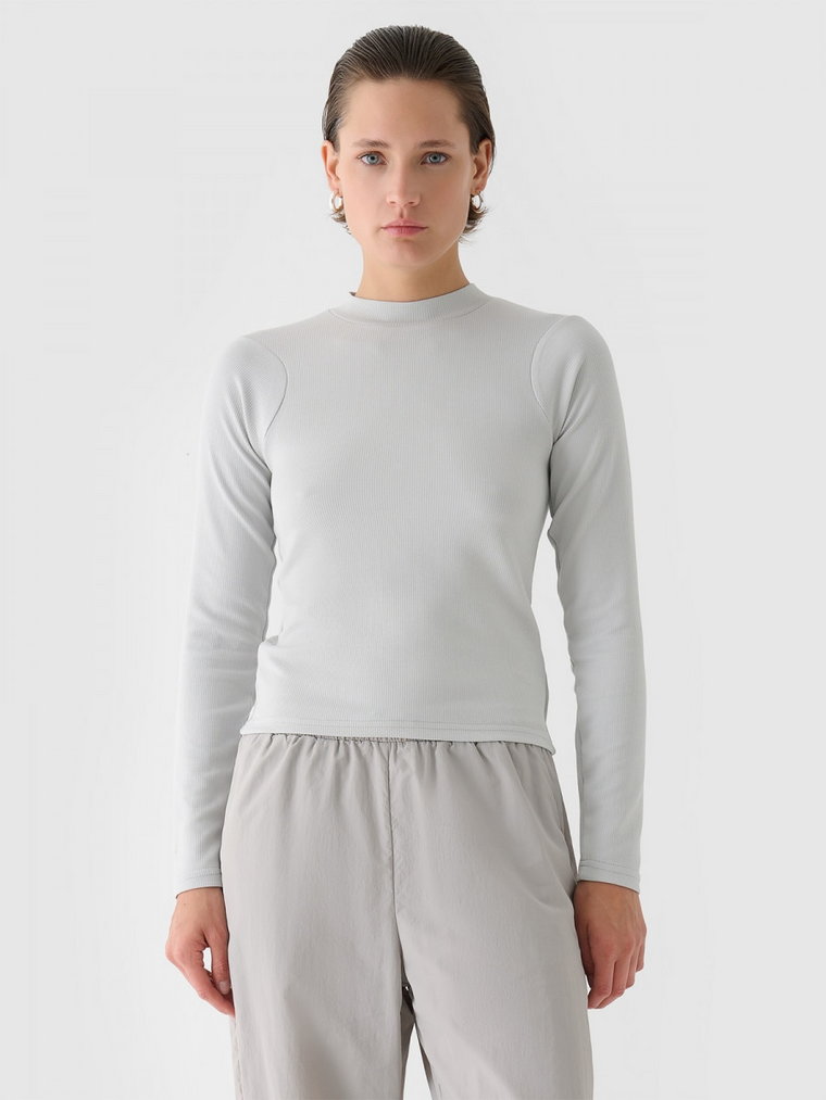 Damski longsleeve basic 4F 4FWAW24TLONF361 - szary