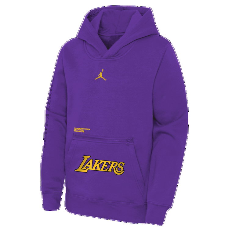 Dzianinowa bluza z kapturem dla dużych dzieci Jordan NBA Los Angeles Lakers Courtside Statement Edition - Fiolet