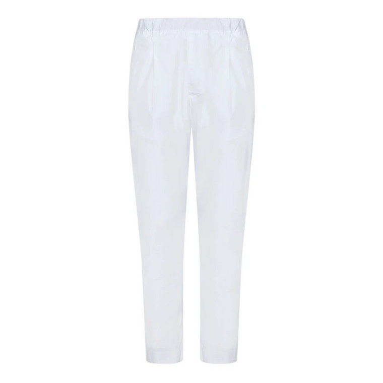 Białe bawełniane spodnie z fałdami Low Brand