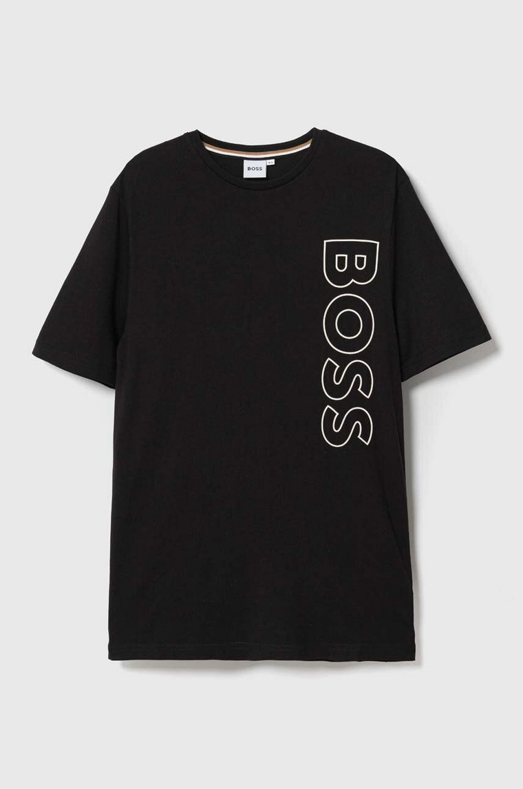 BOSS t-shirt bawełniany dziecięcy kolor czarny z nadrukiem