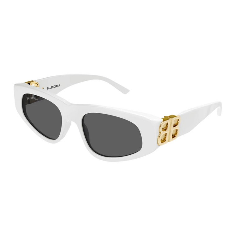 Wintage`owe białe i złote okulary przeciwsłoneczne w kształcie kocich oczu Balenciaga