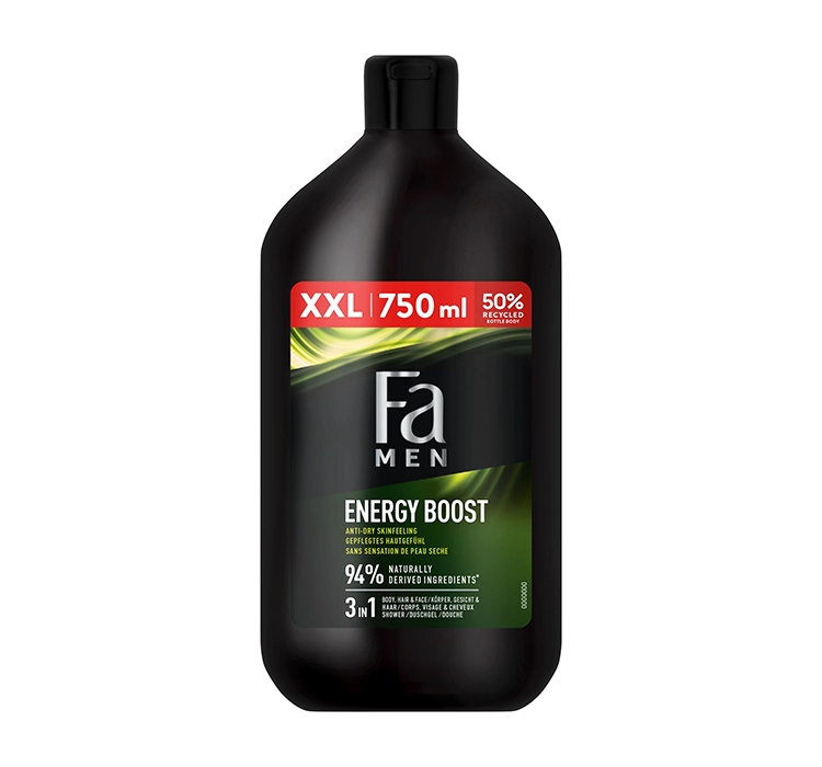 FA MEN SPORT ENERGY BOOST ŻEL POD PRYSZNIC 3W1 DO TWARZY, CIAŁA I WŁOSÓW 750ML