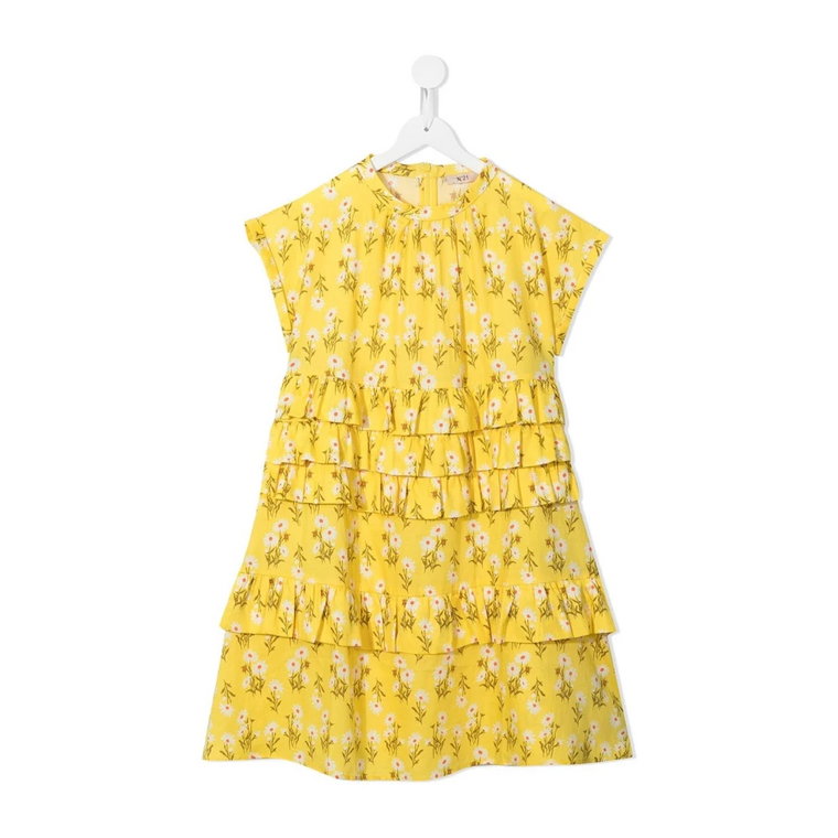 Żółte Letnie Sukienki dla Dziewczynek N21
