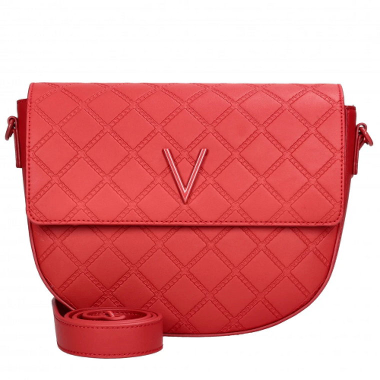 Czerwona torba na ramię z metalicznym logo V Valentino by Mario Valentino