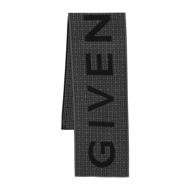 Ciemnoszary Szal z Logo-Intarsia z Wełny Givenchy