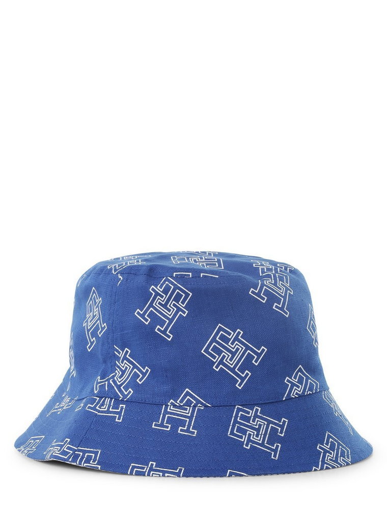 Tommy Hilfiger - Męski dwustronny bucket hat z lnu, niebieski