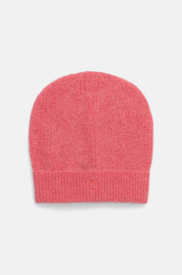 Pinko czapka wełniana kolor różowy z cienkiej dzianiny wełniana 104086 A23O