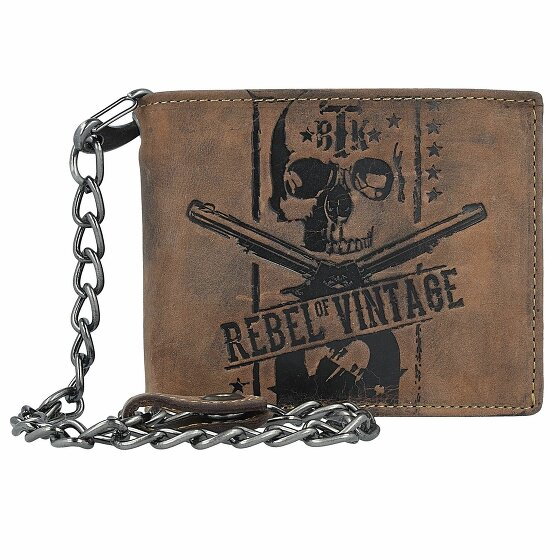 Greenburry Vintage Rebel Skull Chain Wallet Leather 12,5 cm nut brown