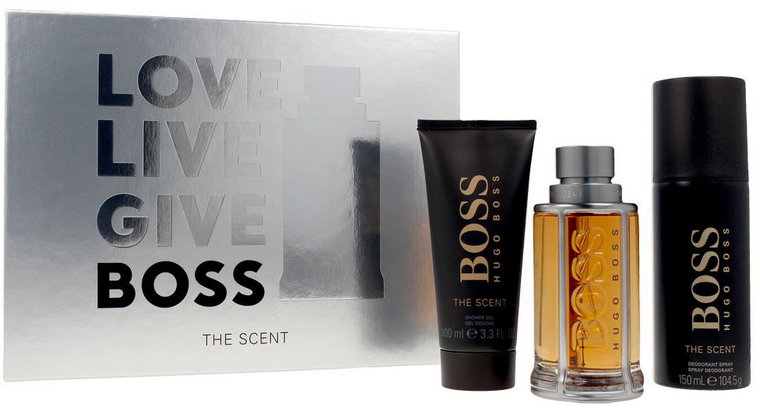 Zestaw Hugo Boss The Scent Men Woda toaletowa 100 ml + Dezodorant 150 ml + Żel pod prysznic 100 ml (3616303428594). Perfumy męskie