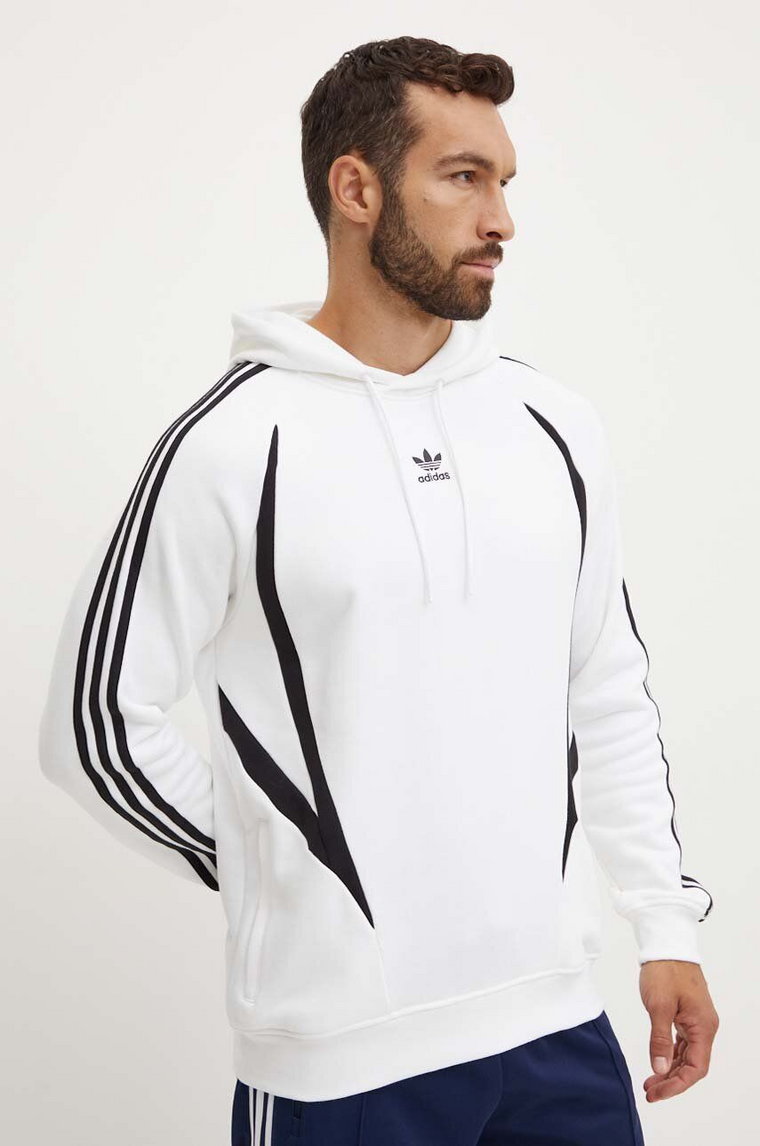 adidas Originals bluza bawełniana męska kolor biały z kapturem wzorzysta IZ4829