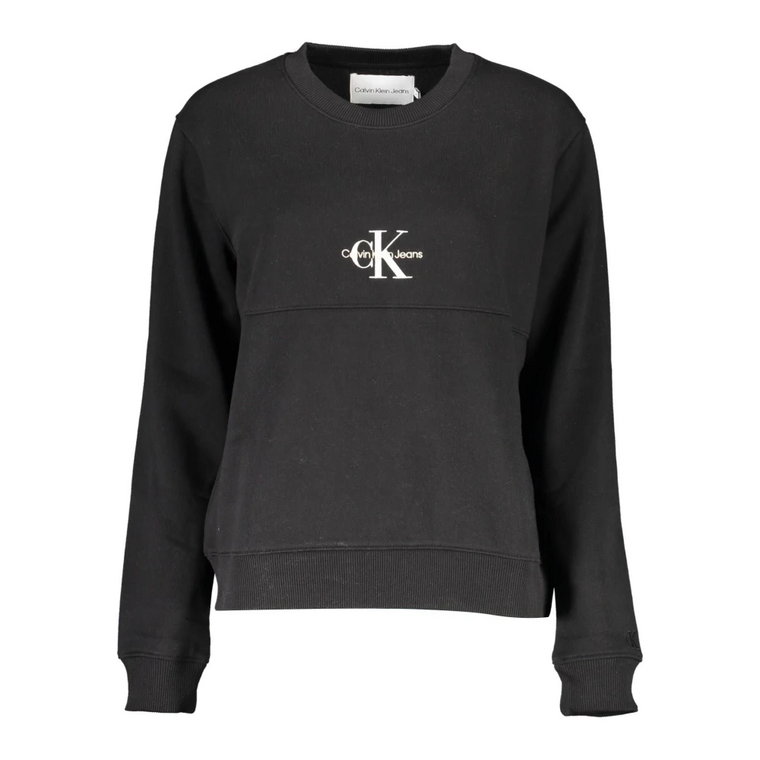 Czarny bawełniany sweter z haftem Calvin Klein