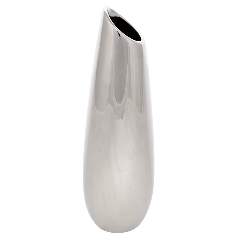 Wazon ceramiczny Drop, 7 x 26 x 7 cm, srebrny