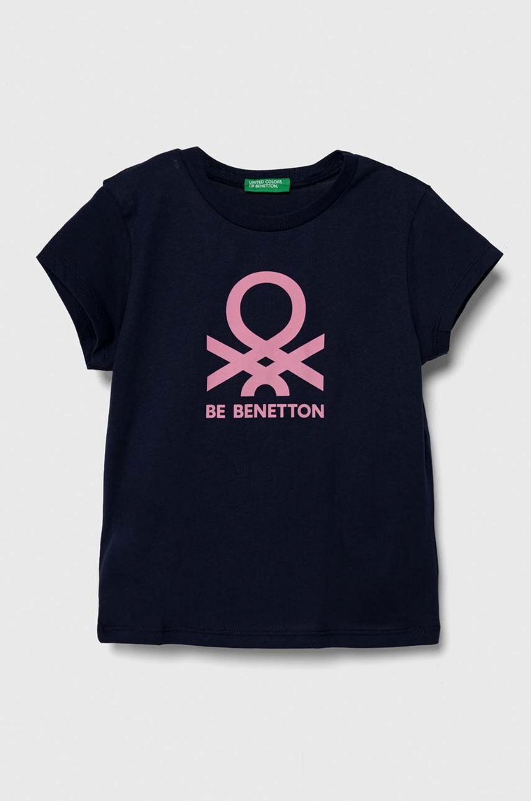 United Colors of Benetton t-shirt bawełniany dziecięcy kolor granatowy
