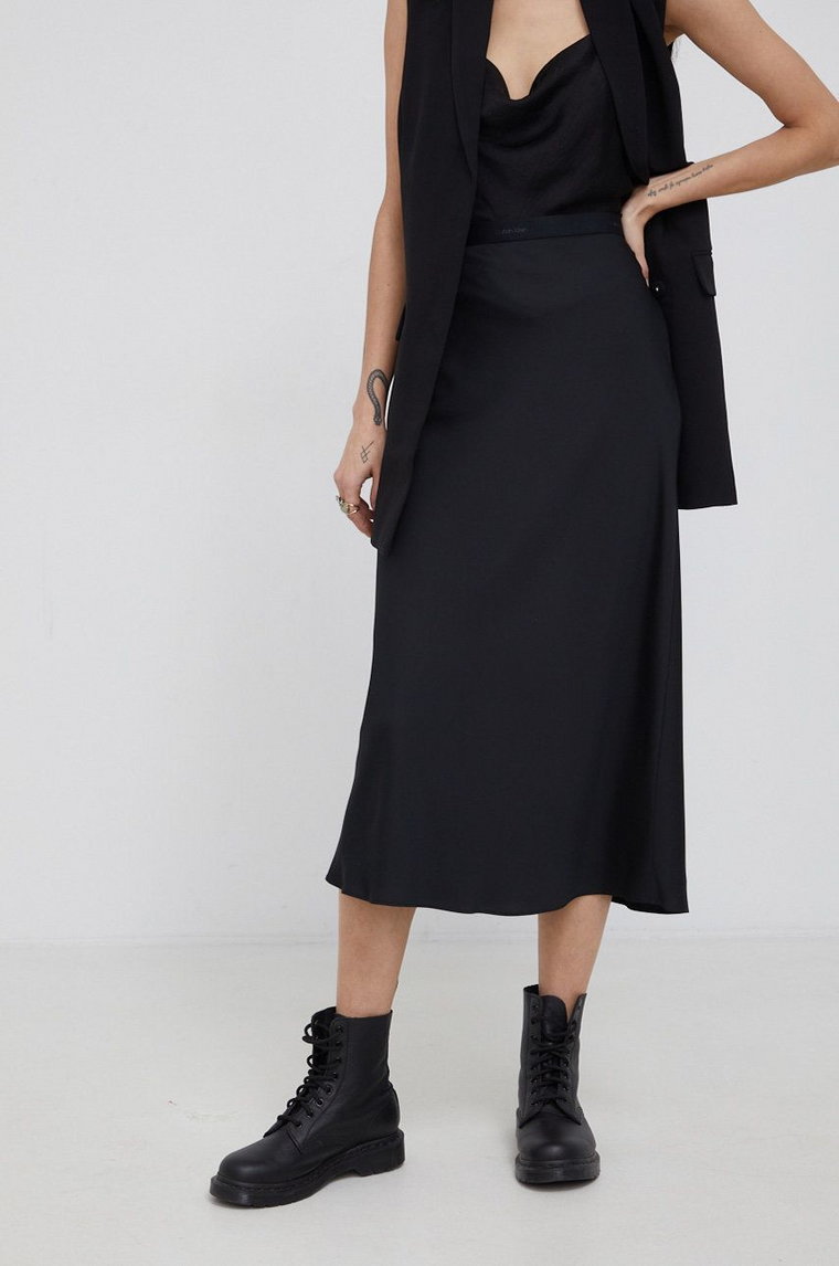 Calvin Klein Spódnica kolor czarny midi rozkloszowana