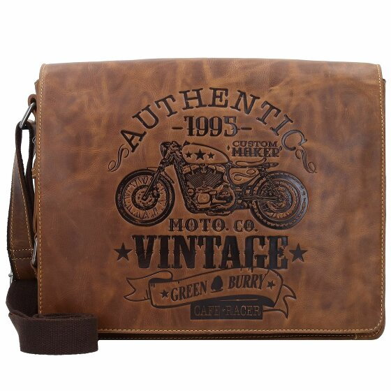 Greenburry Vintage Cafe Racer Messenger Leather 33 cm braun