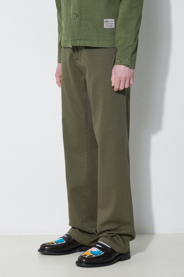 Alpha Industries spodnie Chino męskie kolor zielony w fasonie chinos 146203