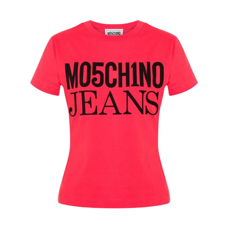 Krótki Rękaw Modna Koszulka Moschino