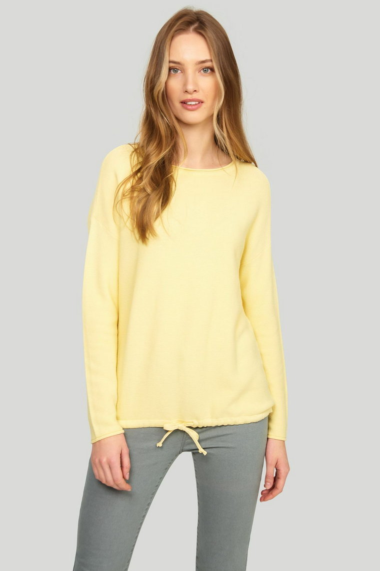 Greenpoint wiskozowy sweter damski z troczkiem - żółty