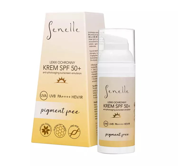 SENELLE LEKKI OCHRONNY KREM SPF 50+ BEZ PIGMENTU 50ML