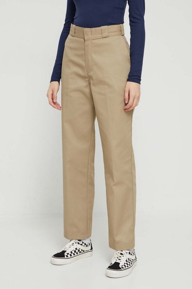 Dickies spodnie 874 damskie kolor beżowy proste high waist