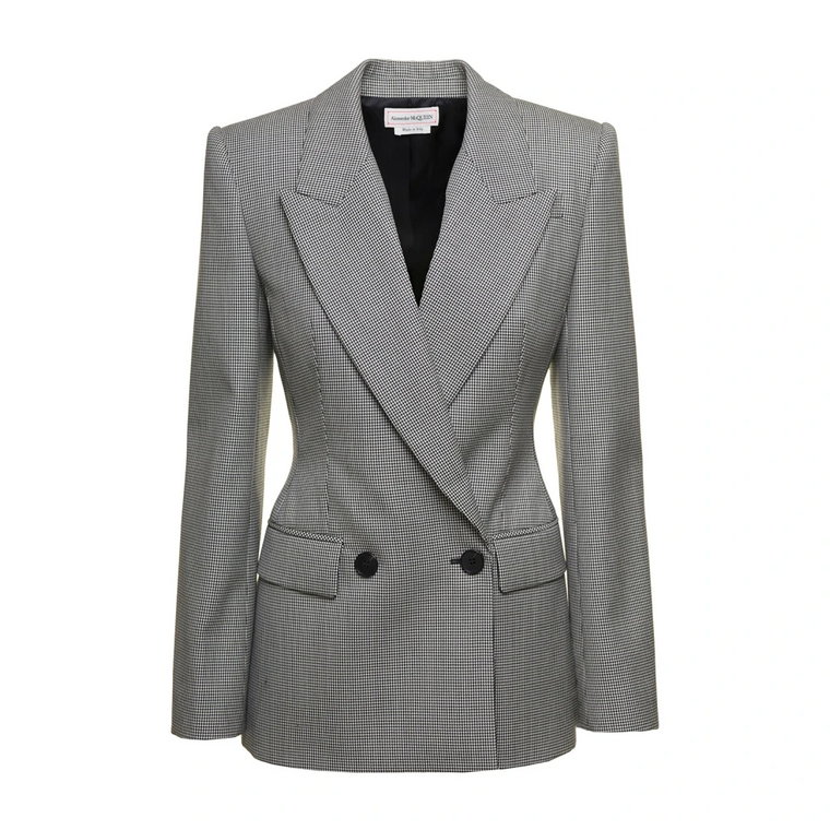 Szary Houndstooth Tailong Blazer Alexander McQueen