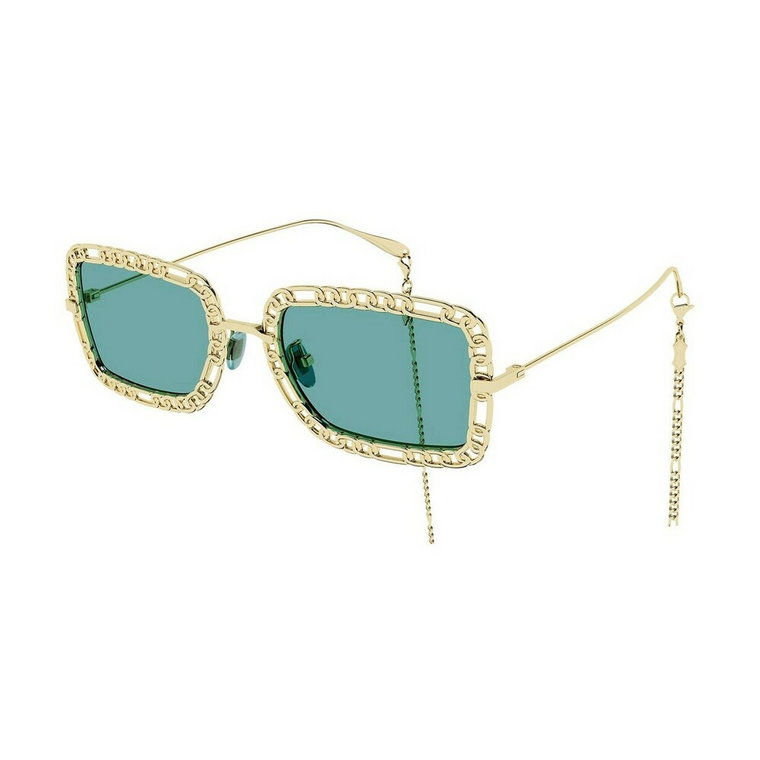 Stylowe okulary przeciwsłoneczne z ekstrawaganckim złotym łańcuszkiem Gucci
