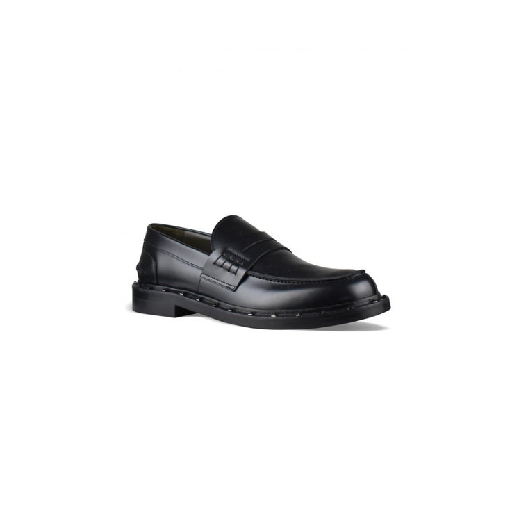 Eleganckie czarne skórzane Penny Loafers Valentino Garavani