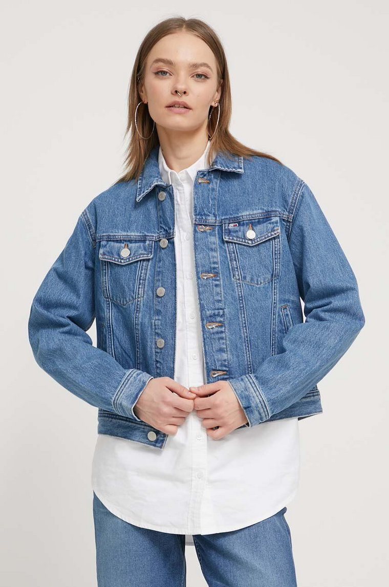 Tommy Jeans kurtka jeansowa damska kolor niebieski przejściowa DW0DW17663