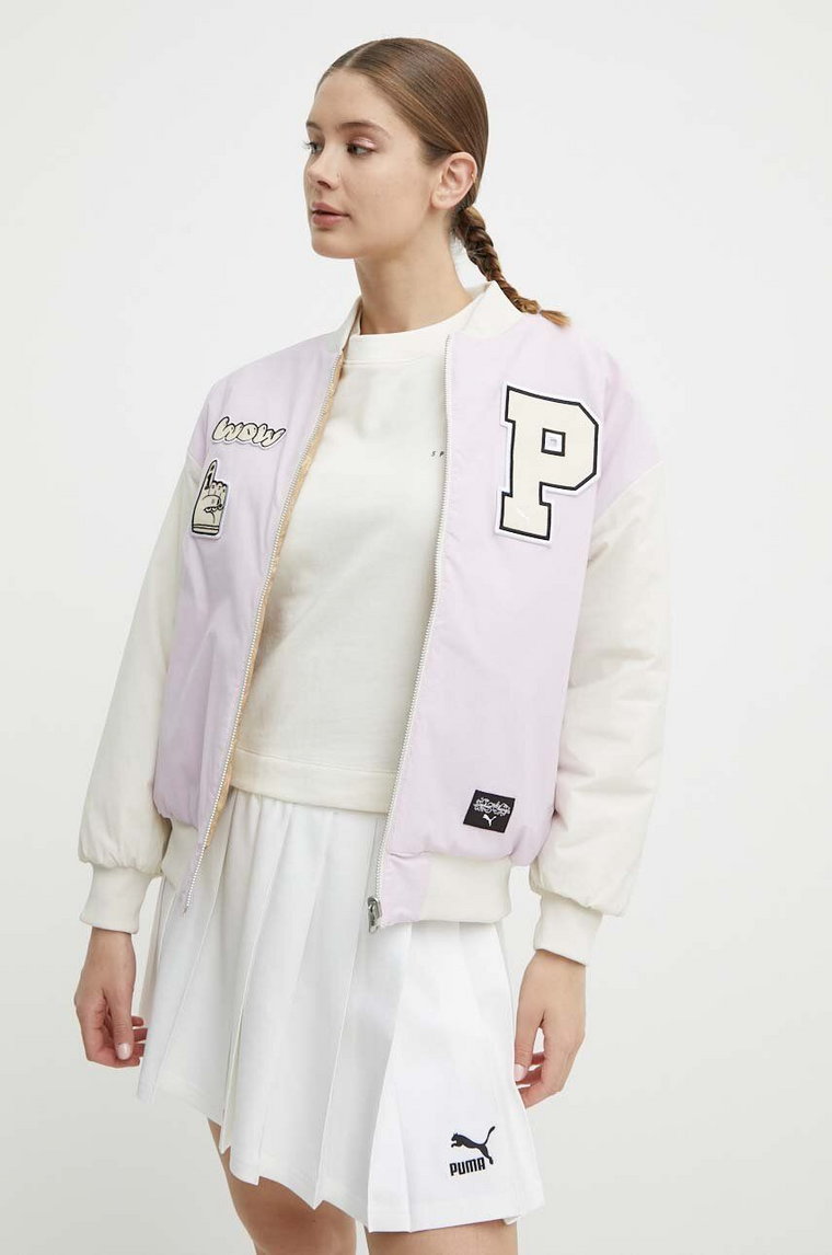 Puma kurtka bomber dwustronna PUMA X SOPHIA CHANG damska kolor różowy  624627