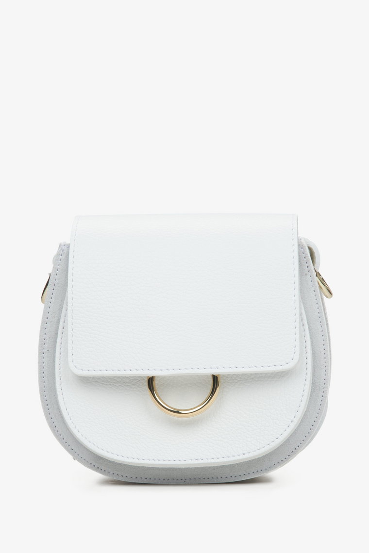 Mała biała torebka damska w kształcie podkowy z włoskiej skóry naturalnej Premium ER00115063