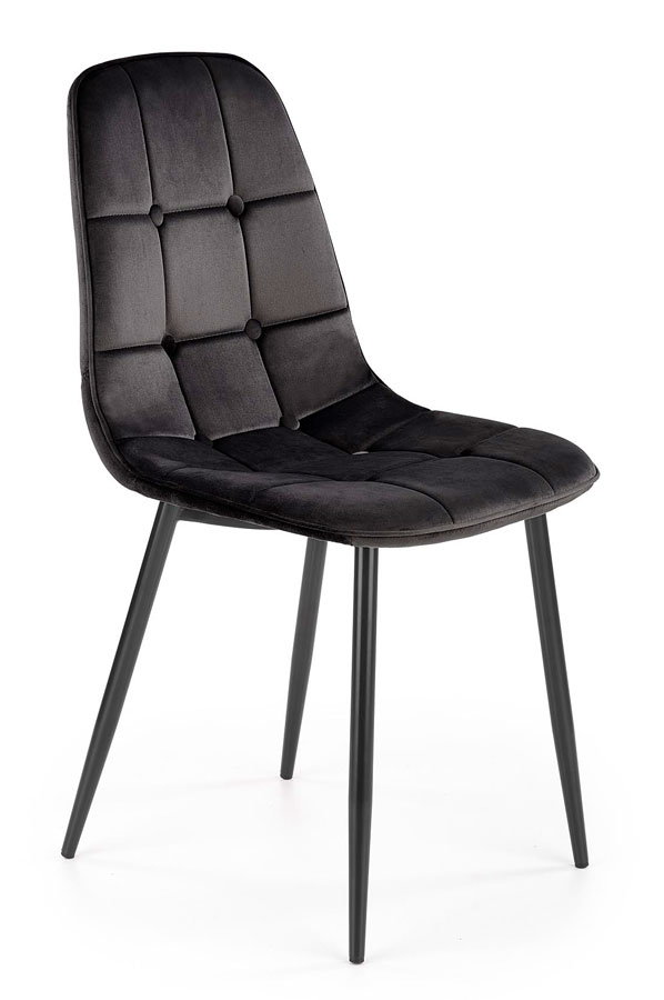 Czarne welurowe krzesło z pikowaniem - Volter