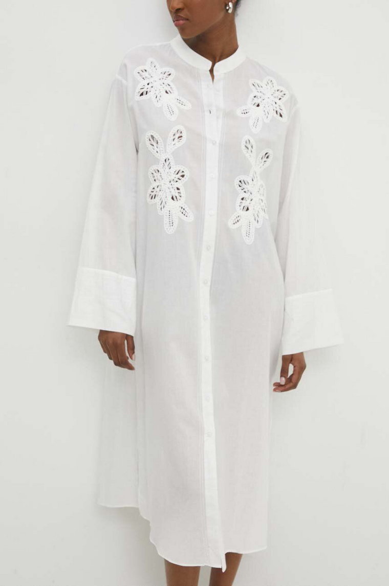 Answear Lab sukienka bawełniana kolor biały midi oversize