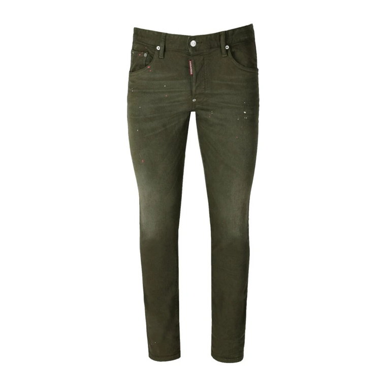 Zielone Spodnie Skater - Slim Fit, Efektowne Plamy Koloru Dsquared2