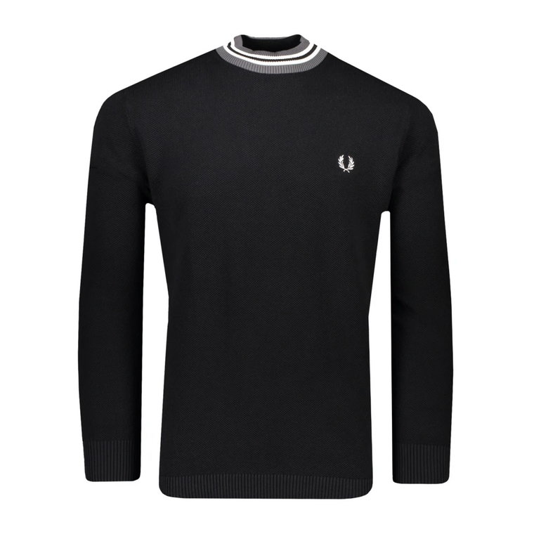 Sweter z wełny, Kolekcja Fw22, Czarny, 100% Bawełna Fred Perry