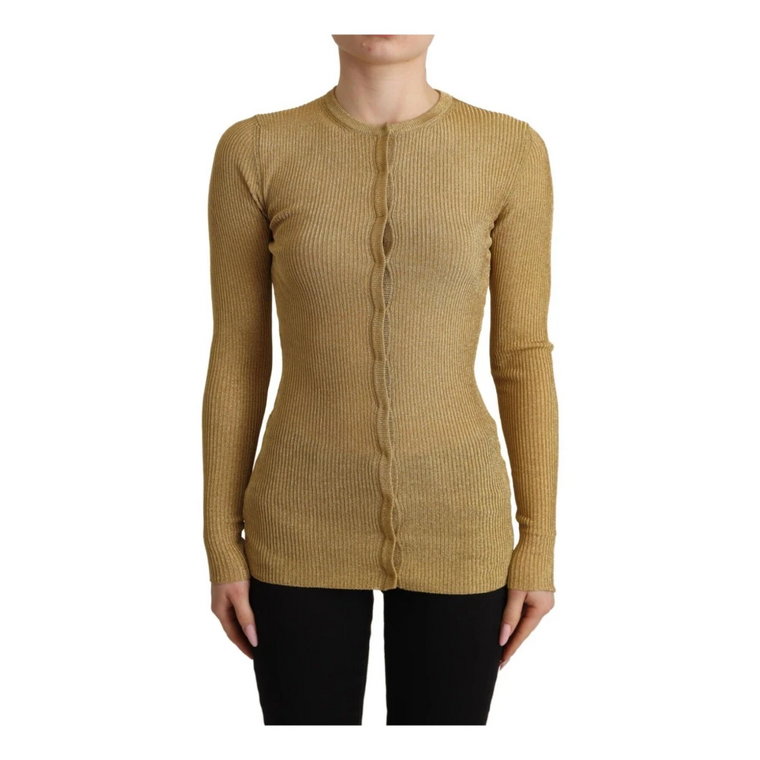 Gold Viscose Blend Buttons Cardigan Sweater Dolce & Gabbana