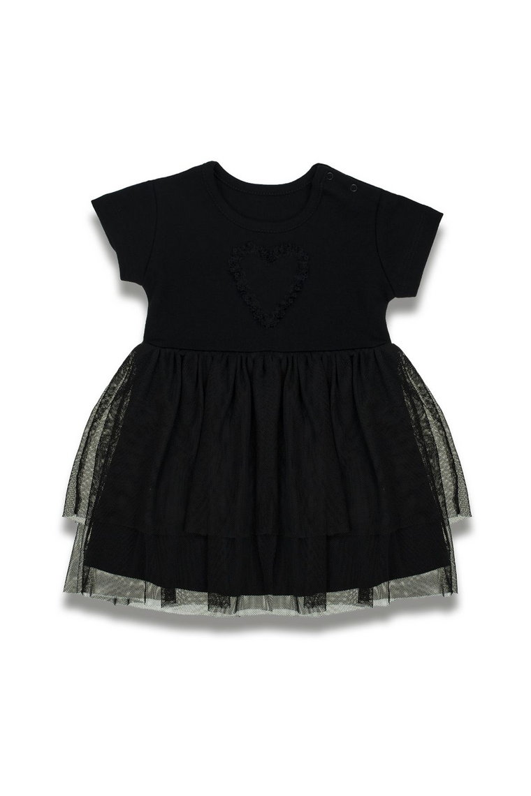 Sukienka niemowlęca dla dziewczynki z krótkim rękawem czarna