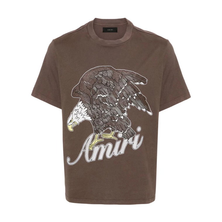 Brązowa Bawełniana Koszulka z Logo Amiri Eagle Amiri