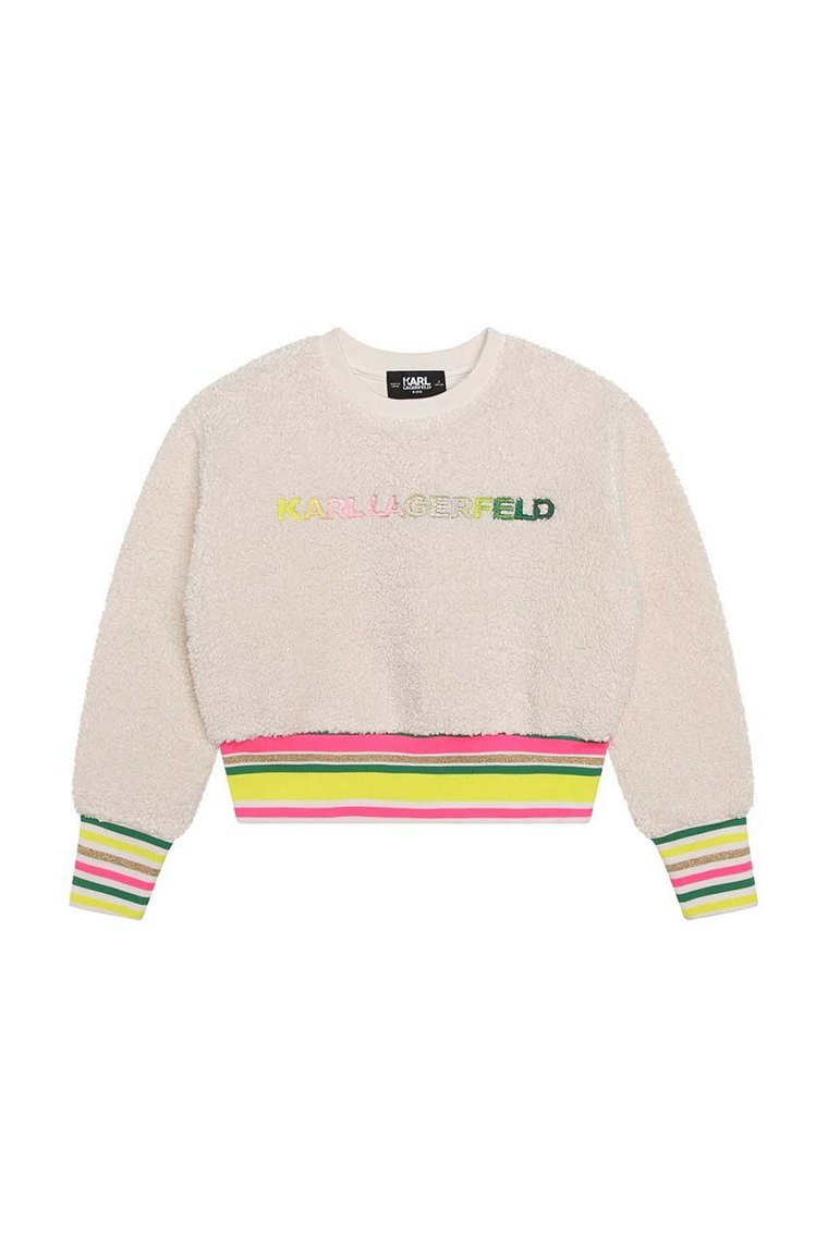Karl Lagerfeld bluza dziecięca kolor beżowy z aplikacją