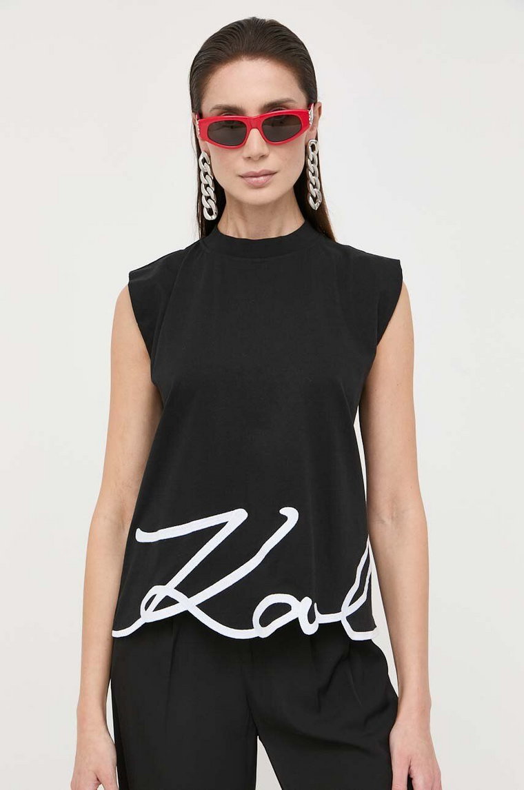 Karl Lagerfeld t-shirt bawełniany kolor czarny