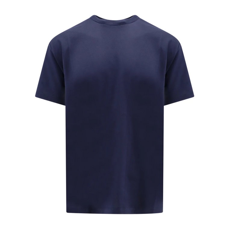 Niebieski T-Shirt z Ożebrowanym Dekoltem Roberto Collina